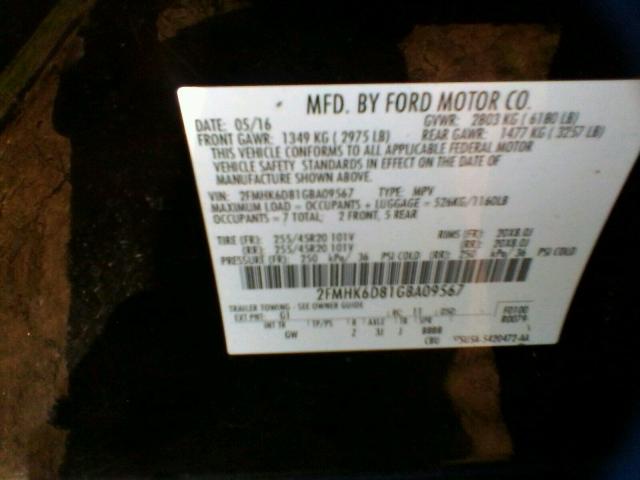 Photo 9 VIN: 2FMHK6D81GBA09567 - FORD FLEX LIMIT 