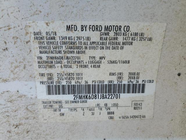 Photo 12 VIN: 2FMHK6D81JBA22701 - FORD FLEX LIMIT 