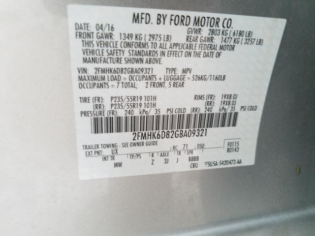 Photo 9 VIN: 2FMHK6D82GBA09321 - FORD FLEX LIMIT 