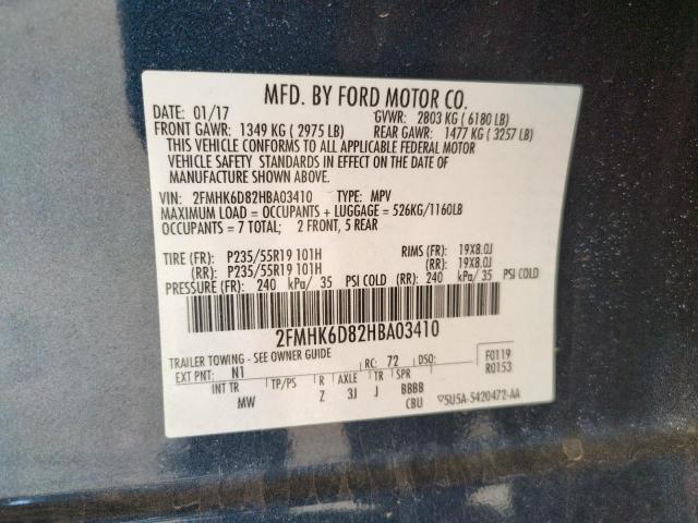 Photo 9 VIN: 2FMHK6D82HBA03410 - FORD FLEX LIMIT 