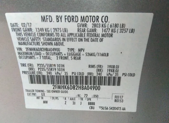 Photo 8 VIN: 2FMHK6D82HBA04900 - FORD FLEX 