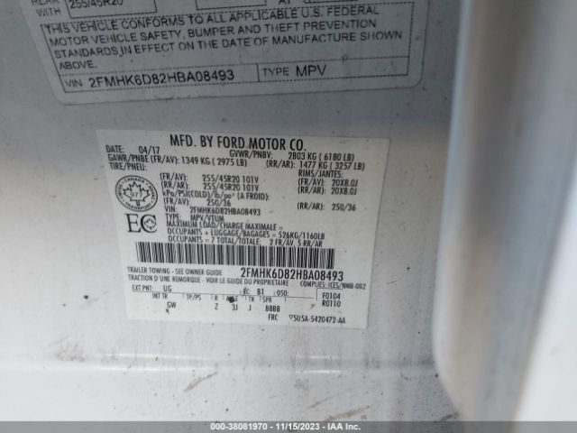 Photo 8 VIN: 2FMHK6D82HBA08493 - FORD FLEX 