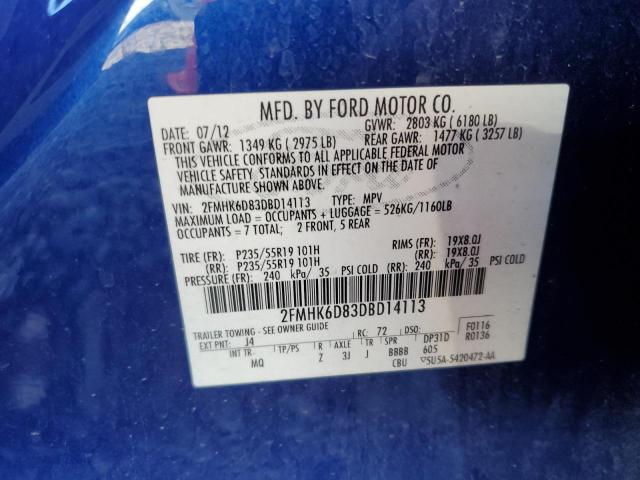 Photo 11 VIN: 2FMHK6D83DBD14113 - FORD FLEX LIMIT 