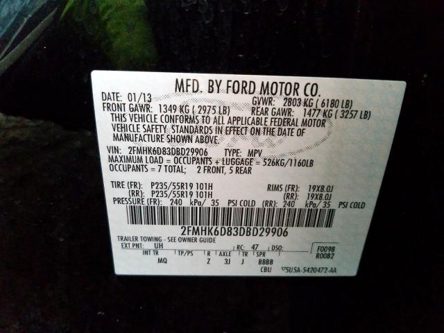 Photo 9 VIN: 2FMHK6D83DBD29906 - FORD FLEX LIMIT 