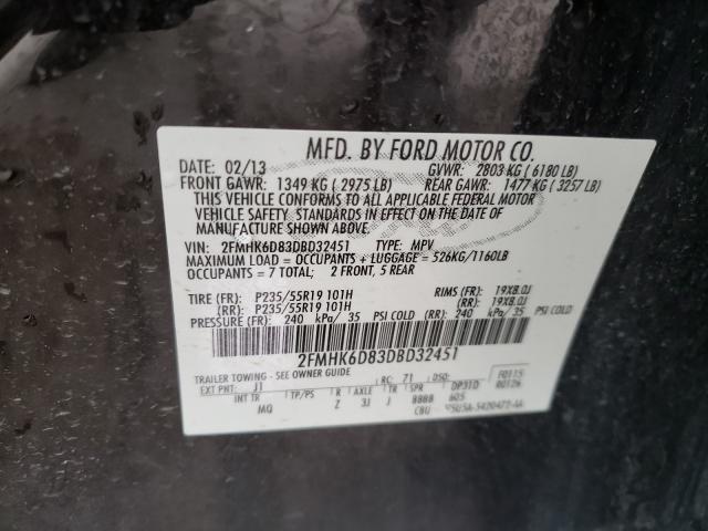 Photo 9 VIN: 2FMHK6D83DBD32451 - FORD FLEX LIMIT 