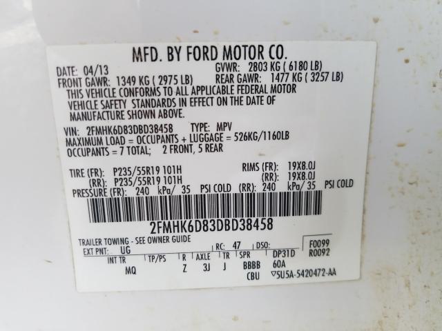 Photo 9 VIN: 2FMHK6D83DBD38458 - FORD FLEX LIMIT 