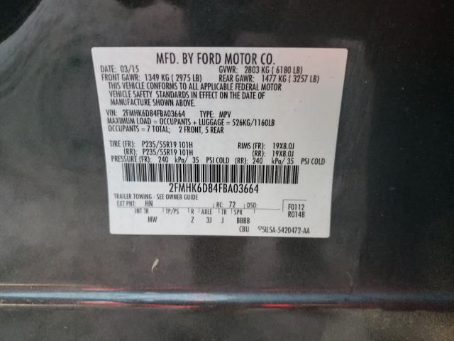 Photo 9 VIN: 2FMHK6D84FBA03664 - FORD FLEX LIMIT 