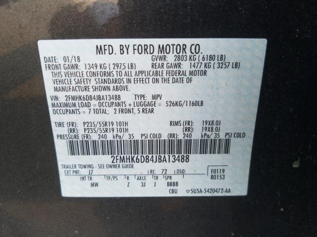 Photo 9 VIN: 2FMHK6D84JBA13488 - FORD FLEX LIMIT 