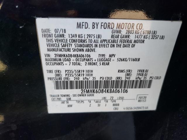 Photo 9 VIN: 2FMHK6D84KBA06106 - FORD FLEX LIMIT 