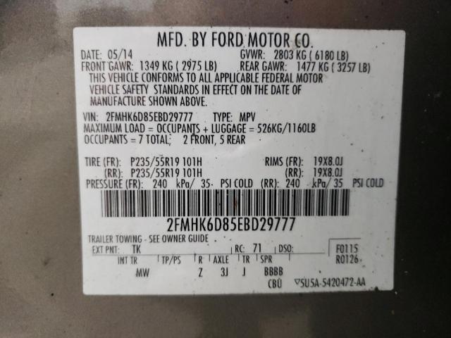 Photo 13 VIN: 2FMHK6D85EBD29777 - FORD FLEX LIMIT 