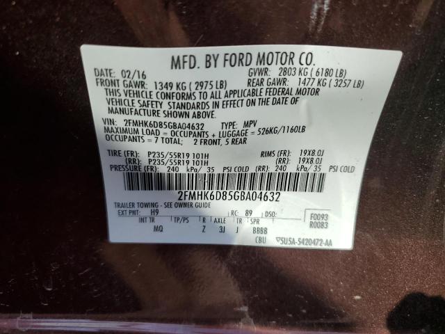 Photo 12 VIN: 2FMHK6D85GBA04632 - FORD FLEX LIMIT 