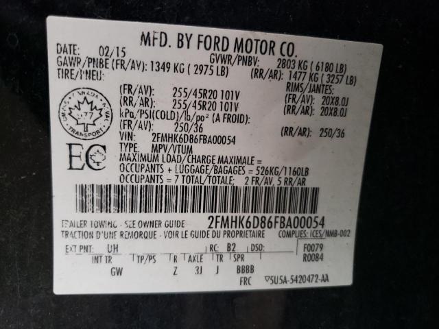 Photo 12 VIN: 2FMHK6D86FBA00054 - FORD FLEX 