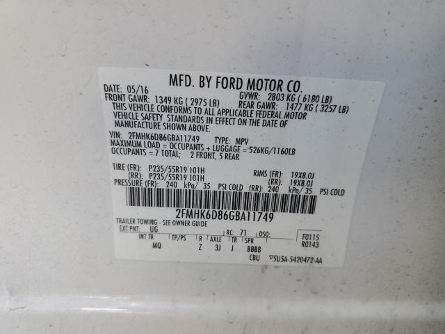 Photo 11 VIN: 2FMHK6D86GBA11749 - FORD FLEX 