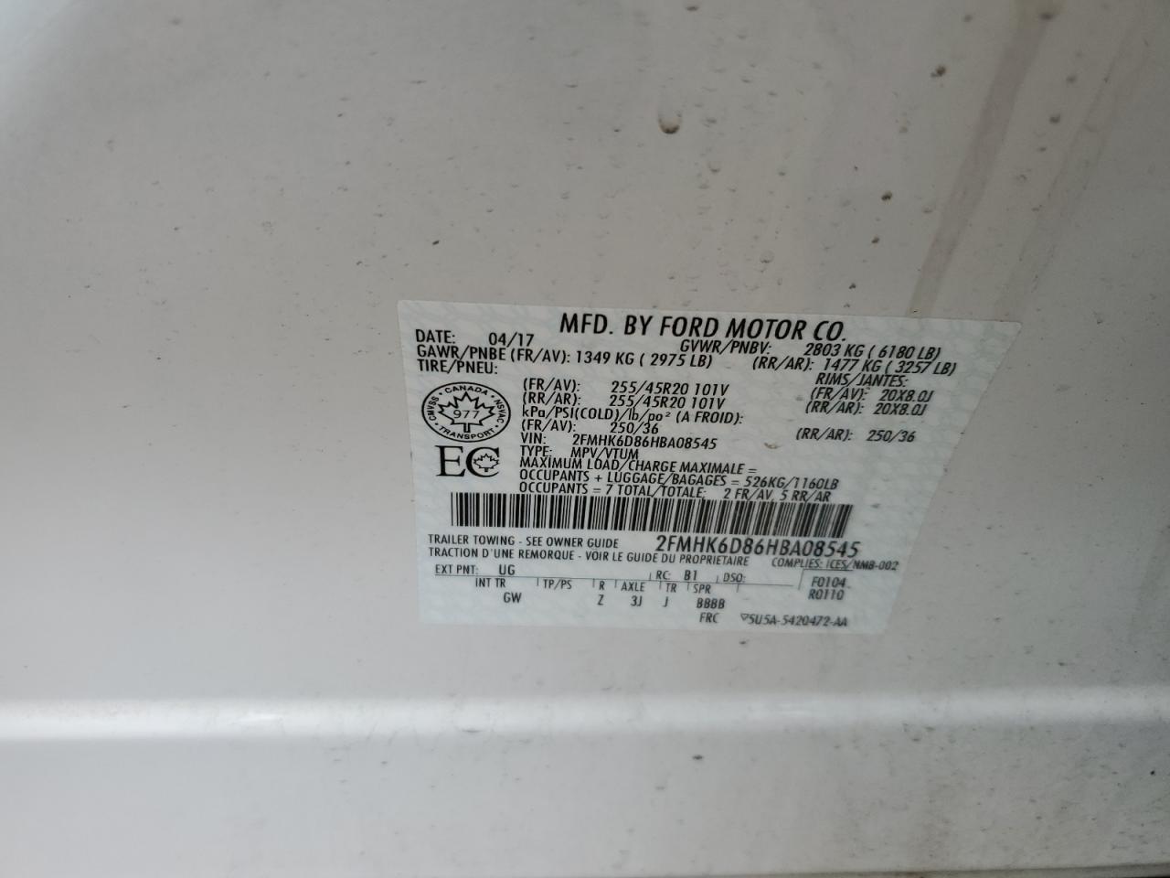 Photo 11 VIN: 2FMHK6D86HBA08545 - FORD FLEX 