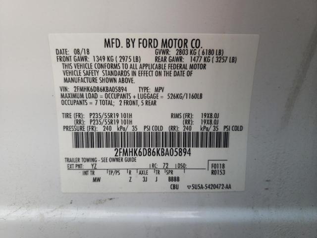 Photo 13 VIN: 2FMHK6D86KBA05894 - FORD FLEX 