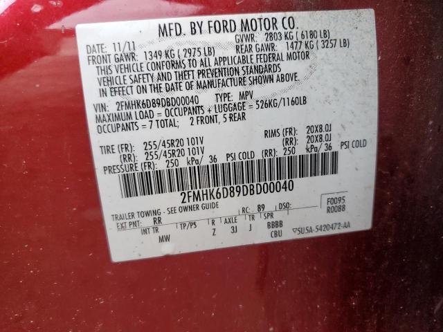 Photo 12 VIN: 2FMHK6D89DBD00040 - FORD FLEX 