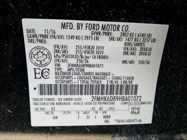 Photo 9 VIN: 2FMHK6D89HBA01072 - FORD FLEX LIMIT 