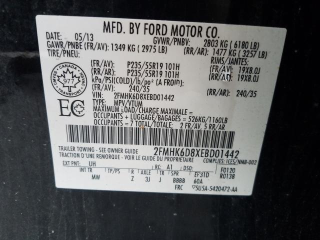 Photo 9 VIN: 2FMHK6D8XEBD01442 - FORD FLEX LIMIT 