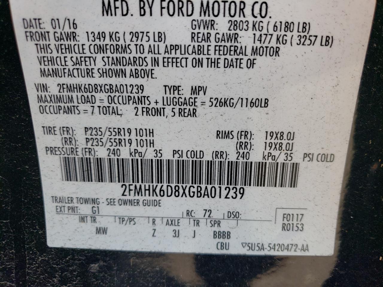 Photo 12 VIN: 2FMHK6D8XGBA01239 - FORD FLEX 