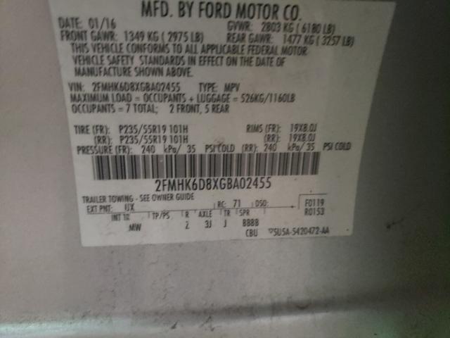 Photo 9 VIN: 2FMHK6D8XGBA02455 - FORD FLEX LIMIT 