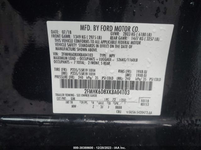 Photo 8 VIN: 2FMHK6D8XKBA04103 - FORD FLEX 