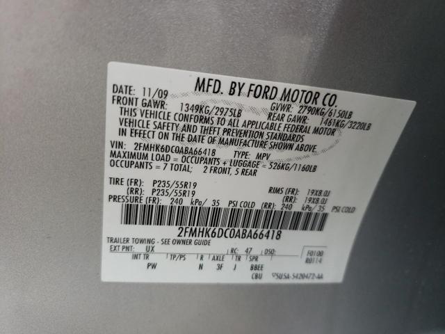 Photo 9 VIN: 2FMHK6DC0ABA66418 - FORD FLEX LIMIT 