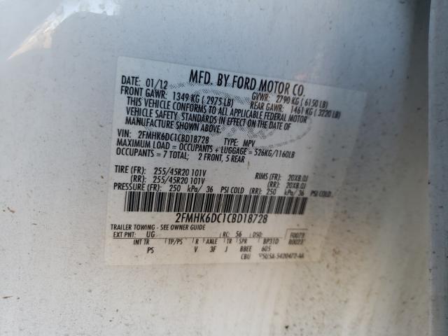 Photo 9 VIN: 2FMHK6DC1CBD18728 - FORD FLEX LIMIT 