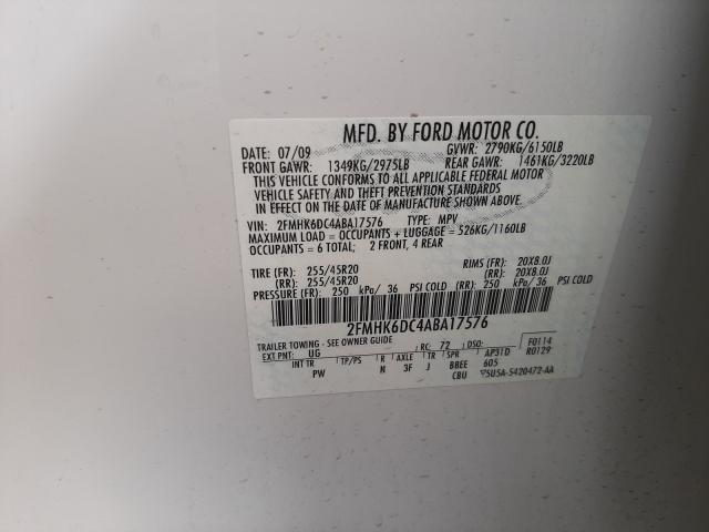 Photo 9 VIN: 2FMHK6DC4ABA17576 - FORD FLEX LIMIT 