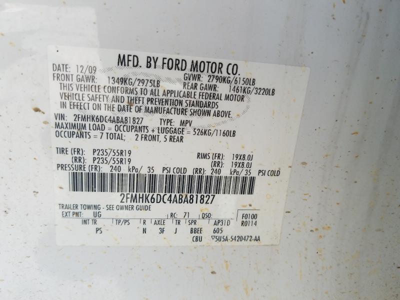 Photo 9 VIN: 2FMHK6DC4ABA81827 - FORD FLEX LIMIT 