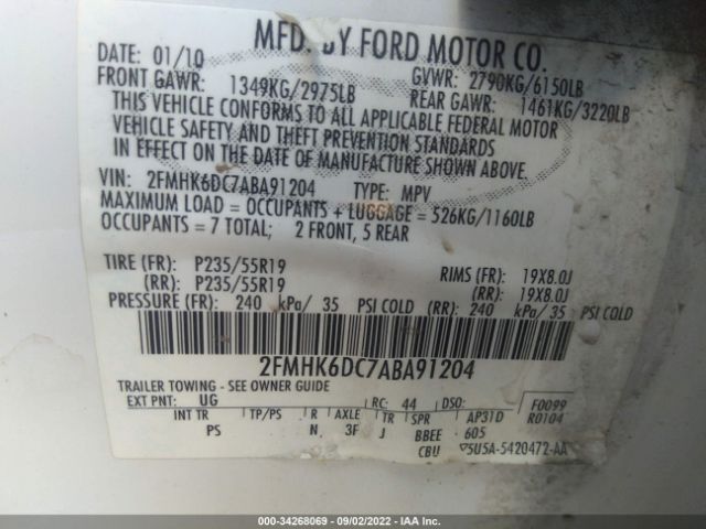 Photo 8 VIN: 2FMHK6DC7ABA91204 - FORD FLEX 