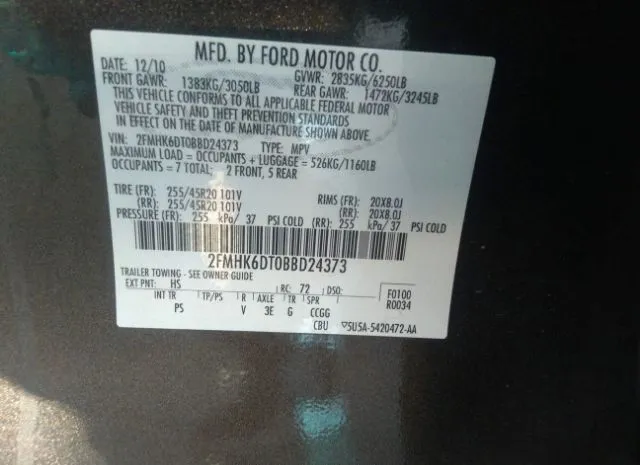 Photo 8 VIN: 2FMHK6DT0BBD24373 - FORD FLEX LIMIT 