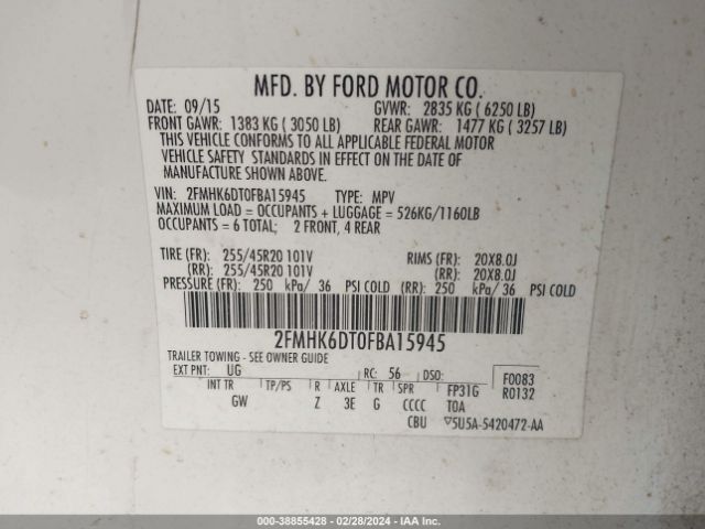 Photo 8 VIN: 2FMHK6DT0FBA15945 - FORD FLEX 