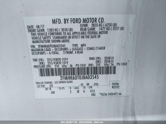 Photo 8 VIN: 2FMHK6DT0JBA03545 - FORD FLEX 