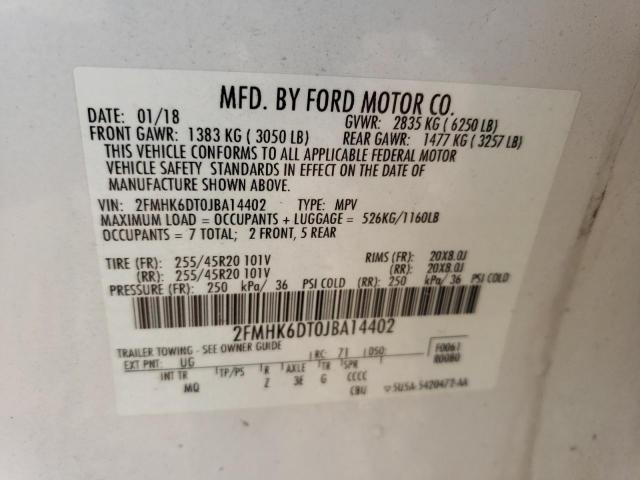 Photo 12 VIN: 2FMHK6DT0JBA14402 - FORD FLEX LIMIT 