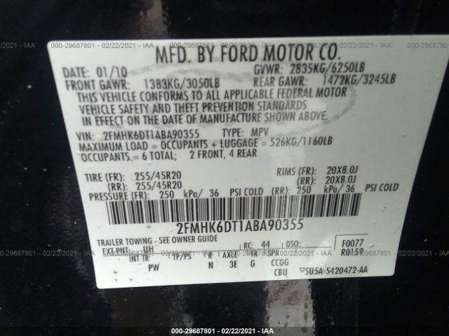 Photo 8 VIN: 2FMHK6DT1ABA90355 - FORD FLEX 