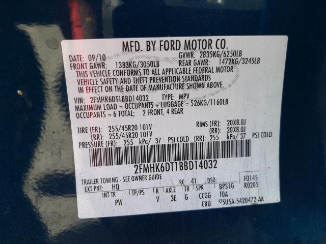 Photo 9 VIN: 2FMHK6DT1BBD14032 - FORD FLEX LIMIT 