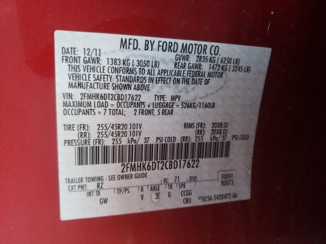 Photo 9 VIN: 2FMHK6DT2CBD17622 - FORD FLEX LIMIT 