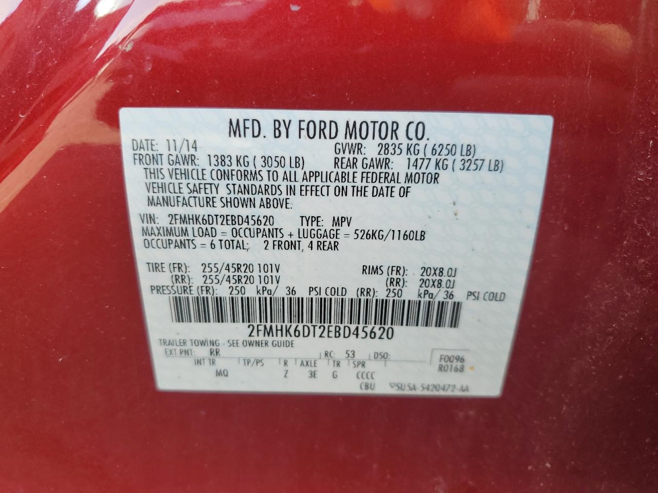 Photo 11 VIN: 2FMHK6DT2EBD45620 - FORD FLEX 