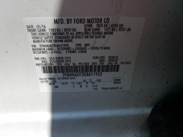 Photo 9 VIN: 2FMHK6DT2GBA11932 - FORD FLEX LIMIT 