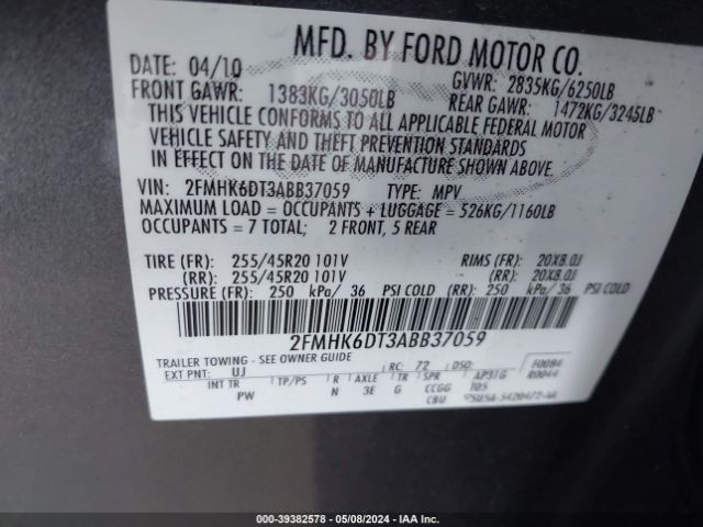 Photo 8 VIN: 2FMHK6DT3ABB37059 - FORD FLEX 