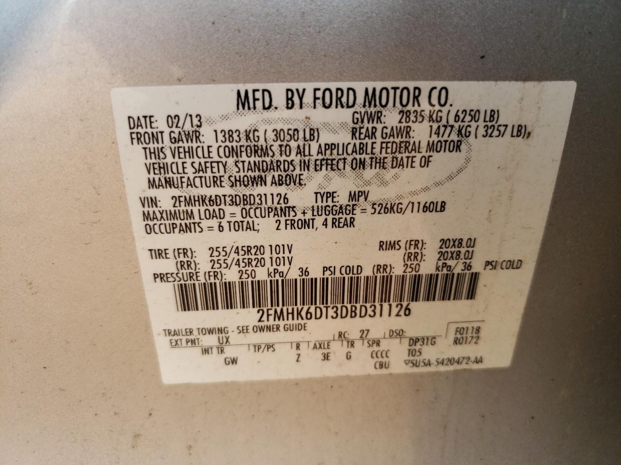 Photo 12 VIN: 2FMHK6DT3DBD31126 - FORD FLEX 