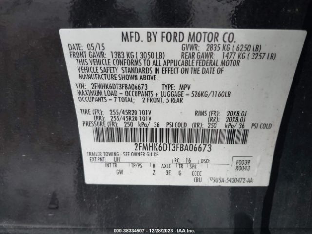 Photo 8 VIN: 2FMHK6DT3FBA06673 - FORD FLEX 