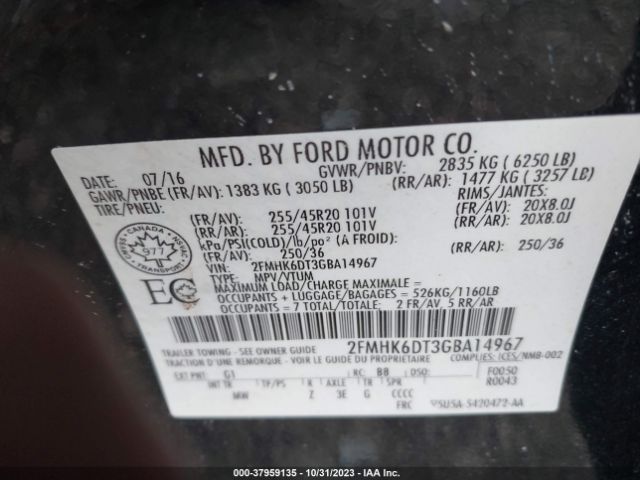 Photo 8 VIN: 2FMHK6DT3GBA14967 - FORD FLEX 