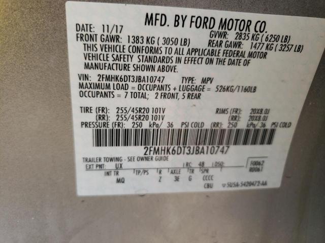 Photo 9 VIN: 2FMHK6DT3JBA10747 - FORD FLEX LIMIT 