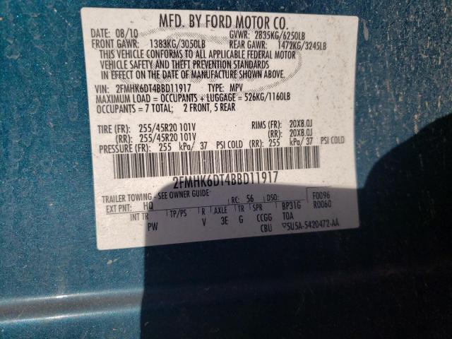 Photo 9 VIN: 2FMHK6DT4BBD11917 - FORD FLEX LIMIT 