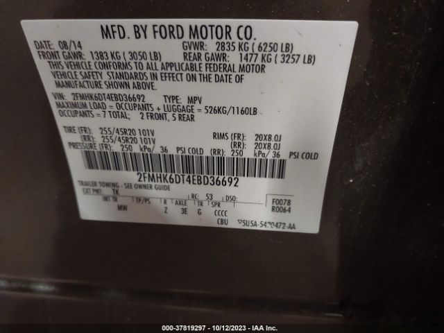 Photo 8 VIN: 2FMHK6DT4EBD36692 - FORD FLEX 