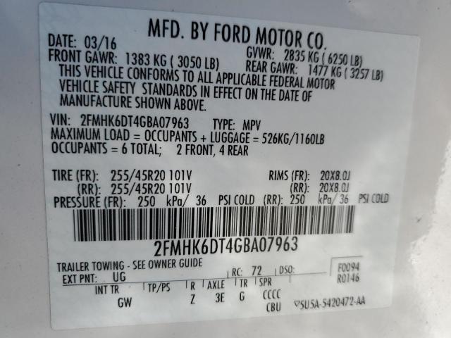 Photo 12 VIN: 2FMHK6DT4GBA07963 - FORD FLEX LIMIT 