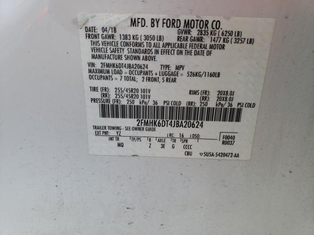 Photo 9 VIN: 2FMHK6DT4JBA20624 - FORD FLEX LIMIT 