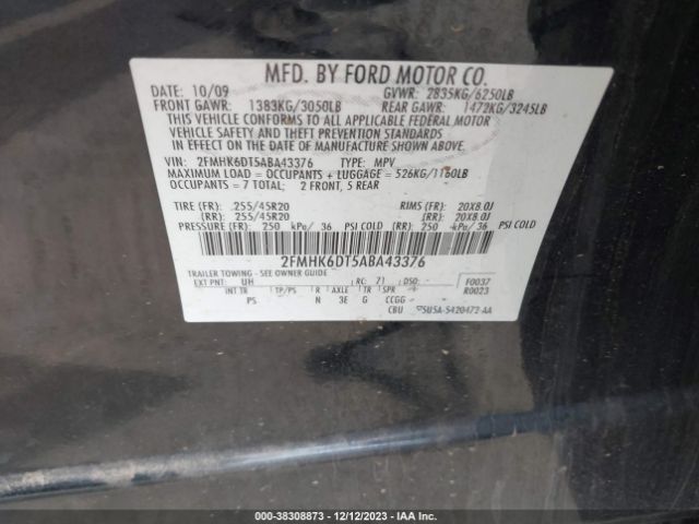 Photo 8 VIN: 2FMHK6DT5ABA43376 - FORD FLEX 