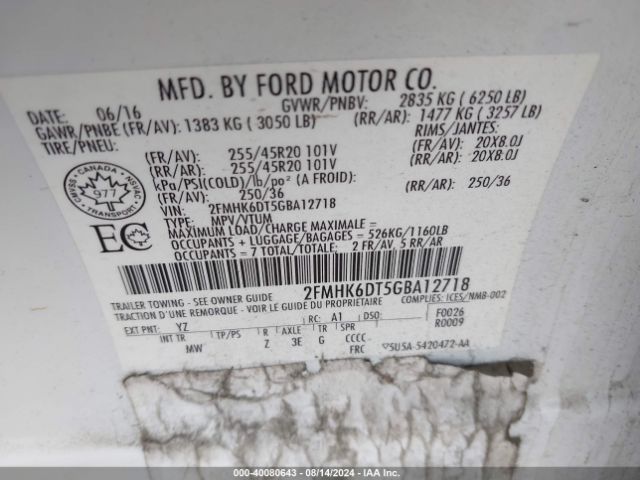 Photo 8 VIN: 2FMHK6DT5GBA12718 - FORD FLEX 